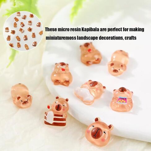 100PCS Mini Capybara Decor for Dollhouse Resin Tiny capybaras for Crafts Micro Miniature Capybara for Fairy Garden Dollhouse Micro Landscaping Decoration in Kuwait