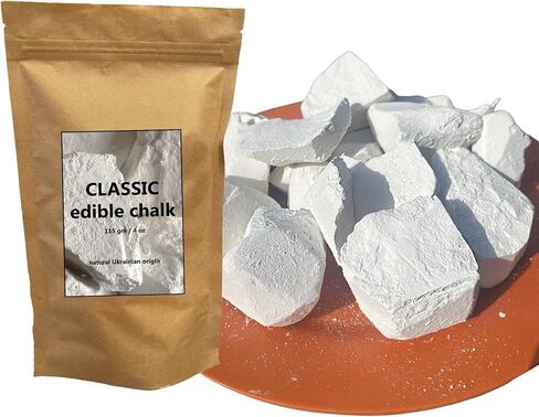 Classic Natural Edible Chalk Organic Crunchy White Chalk Chunks for Eating, Pica Cravings, and ASMR Pure Ukrainian 4oz (115g) in Saudi Arabia