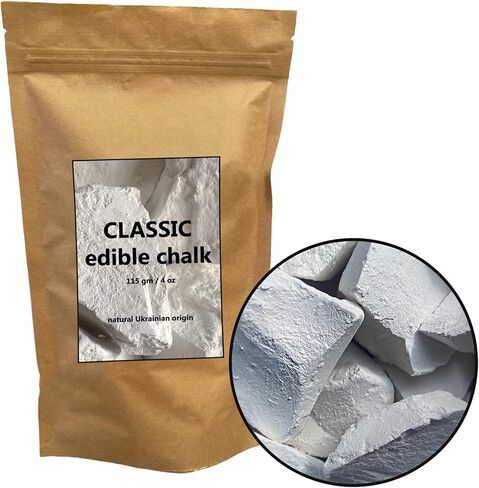 Classic Natural Edible Chalk Organic Crunchy White Chalk Chunks for Eating, Pica Cravings, and ASMR Pure Ukrainian 4oz (115g) in Saudi Arabia