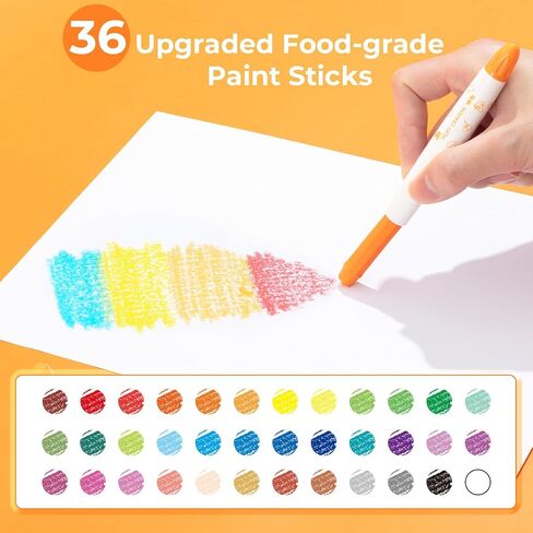 M&G 36 Colors Upgraded Food-grade Paint Sticks, Tempera paint sticks set, Washable paint, Non- Toxic, No Mess Quick Drying Art Supplies for Toddlers and Kids in Saudi Arabia