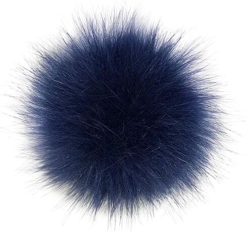 Queenbox 4.7in Fluffy Pom Pom with Elastic Loop, Solid Faux Fur Pompom Ball for Knitting Hat Clothing, Navy Blue in Saudi Arabia