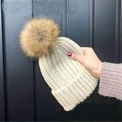 Queenbox 4.7in Fluffy Pom Pom with Elastic Loop, Solid Faux Fur Pompom Ball for Knitting Hat Clothing, Navy Blue in Saudi Arabia
