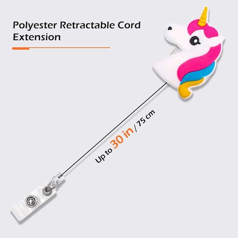 4 Pcs Set Badge ID Clip Reel Retractable Holder Office Work Nurse Name Badge Tag Clip On Card Holders Cute - 30 inch Cord Extension White Dog Peanut in Saudi Arabia