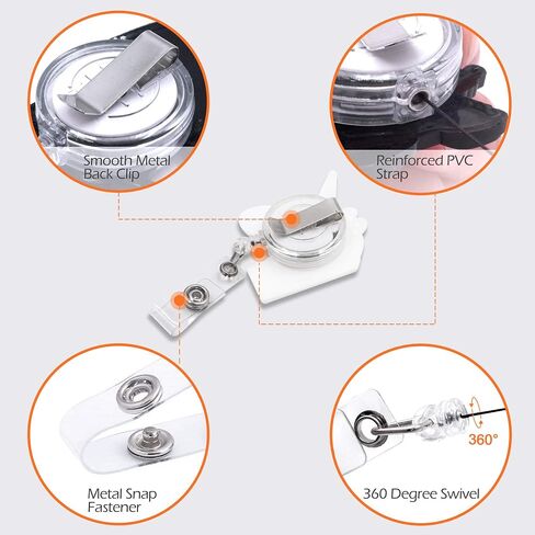 4 Pcs Set Badge ID Clip Reel Retractable Holder Office Work Nurse Name Badge Tag Clip On Card Holders Cute - 30 inch Cord Extension White Dog Peanut in Saudi Arabia