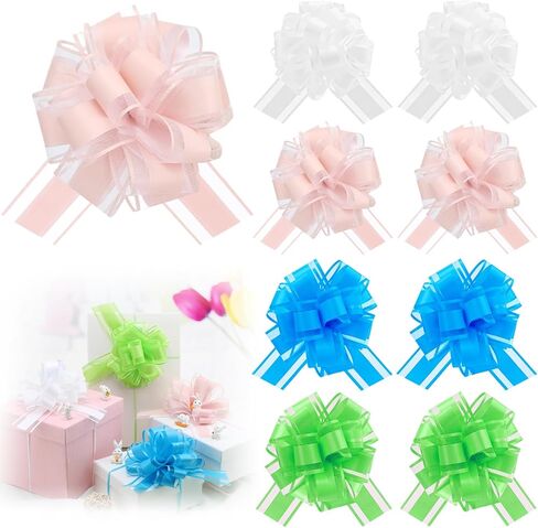 32 قطعة من أقواس السحب لتغليف الهدايا، قوس هدايا كبير مقاس 6 بوصات لحزمة الهدايا، مجموعة من الأقواس الشريطية لسلال الهدايا وديكور حفلات الزفاف وعيد الميلاد (الأحمر والأخضر) in Kuwait