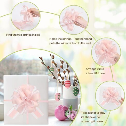 32 قطعة من أقواس السحب لتغليف الهدايا، قوس هدايا كبير مقاس 6 بوصات لحزمة الهدايا، مجموعة من الأقواس الشريطية لسلال الهدايا وديكور حفلات الزفاف وعيد الميلاد (الأحمر والأخضر) in Kuwait