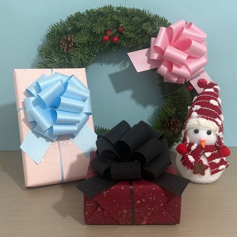 6-Pcs Glitter Pull Bows for Gift Wrapping, 6 Inch Large Gift Bow,Glitter Ribbon Decoration for Flower Bouquets and Basket, for Birthday Presents, Anniversary, Wedding (Sky Blue) in Saudi Arabia