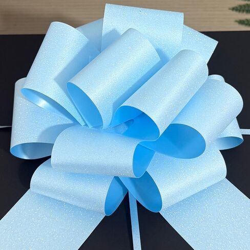 6-Pcs Glitter Pull Bows for Gift Wrapping, 6 Inch Large Gift Bow,Glitter Ribbon Decoration for Flower Bouquets and Basket, for Birthday Presents, Anniversary, Wedding (Sky Blue) in Saudi Arabia