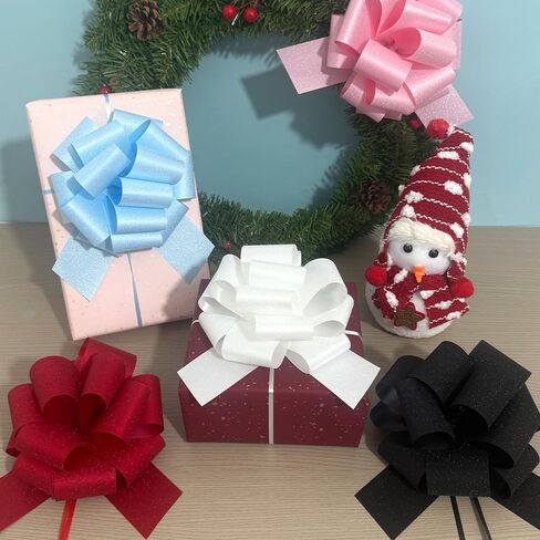 6-Pcs Glitter Pull Bows for Gift Wrapping, 6 Inch Large Gift Bow,Glitter Ribbon Decoration for Flower Bouquets and Basket, for Birthday Presents, Anniversary, Wedding (Sky Blue) in Saudi Arabia