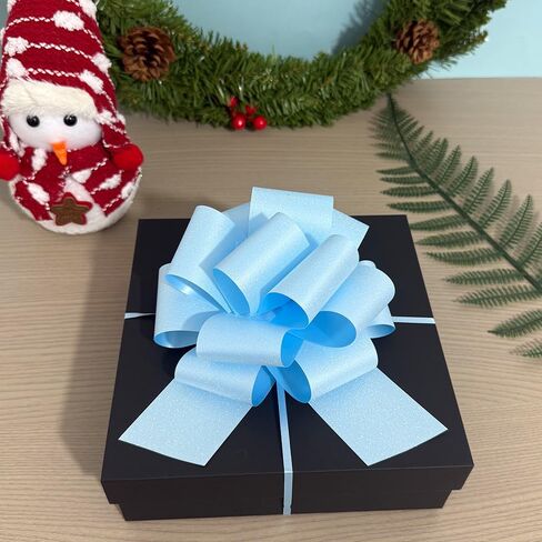 6-Pcs Glitter Pull Bows for Gift Wrapping, 6 Inch Large Gift Bow,Glitter Ribbon Decoration for Flower Bouquets and Basket, for Birthday Presents, Anniversary, Wedding (Sky Blue) in Saudi Arabia