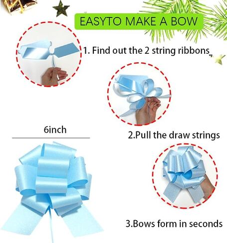 6-Pcs Glitter Pull Bows for Gift Wrapping, 6 Inch Large Gift Bow,Glitter Ribbon Decoration for Flower Bouquets and Basket, for Birthday Presents, Anniversary, Wedding (Sky Blue) in Saudi Arabia