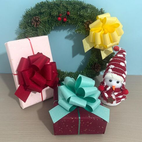 6-Pcs Glitter Pull Bows for Gift Wrapping, 6 Inch Large Gift Bow,Glitter Ribbon Decoration for Flower Bouquets and Basket, for Birthday Presents, Anniversary, Wedding (Sky Blue) in Saudi Arabia