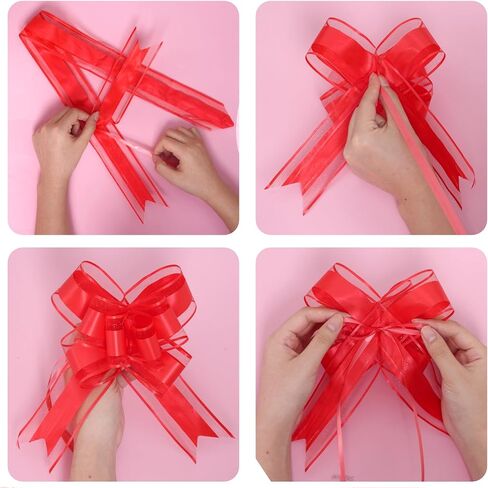 Rbenxia 10 PCS Large Pull Bows Wrapping Ribbon Pull Bows Gift Bows for Birthday Presents Wedding Gift Baskets Presents Package Bow Decoration (Pink) in Kuwait