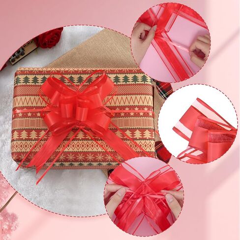 Rbenxia 10 PCS Large Pull Bows Wrapping Ribbon Pull Bows Gift Bows for Birthday Presents Wedding Gift Baskets Presents Package Bow Decoration (Pink) in Kuwait