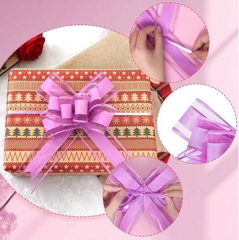 Rbenxia 10 PCS Large Pull Bows Wrapping Ribbon Pull Bows Gift Bows for Birthday Presents Wedding Gift Baskets Presents Package Bow Decoration (Pink) in Kuwait