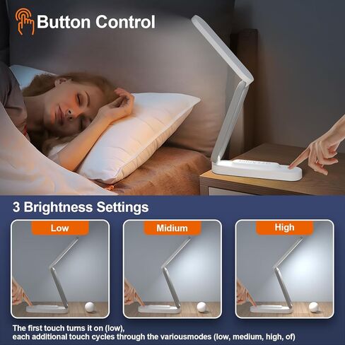 مصباح مكتب LED للمكتب والمنزل ومصباح يعمل بالبطارية، مصباح قابل لإعادة الشحن وقابل للطي ومحمول، شريط إضاءة مكتب LED، 3 مصابيح مكتبية صغيرة قابلة للتعتيم ومصباح قراءة لاسلكي in Kuwait