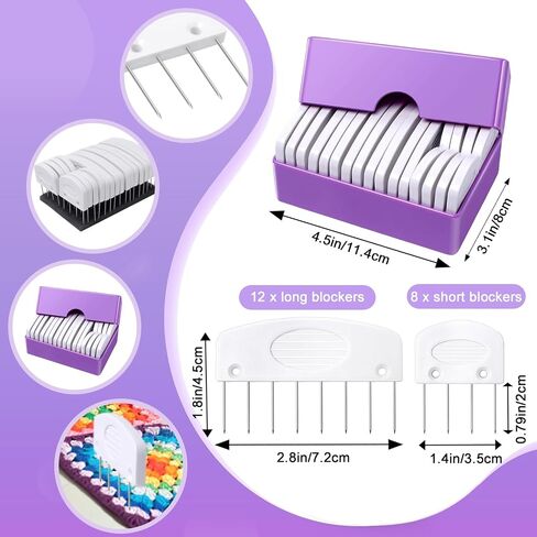 20Pcs Knit Blockers Pins Kit, Knit Blocking Combs for Crochet Knitting Blocking Board Mats, Crochet Blocking Pins for Crochet Projects Sewing Lace Needlework Projects Tool in Kuwait