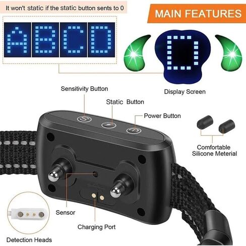 Rechargeable Smart Bark Collar for Small Medium Large Dogs Anti Bark Collars with 5 Sensitivity Levels Dog Barking Collar (Black) in Saudi Arabia