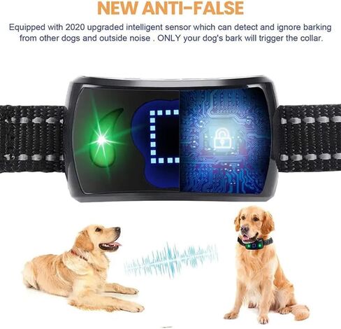 Rechargeable Smart Bark Collar for Small Medium Large Dogs Anti Bark Collars with 5 Sensitivity Levels Dog Barking Collar (Black) in Saudi Arabia