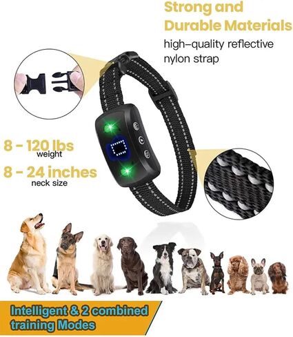 Rechargeable Smart Bark Collar for Small Medium Large Dogs Anti Bark Collars with 5 Sensitivity Levels Dog Barking Collar (Black) in Saudi Arabia