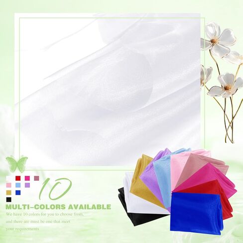 VACVELT Sheer Organza Fabric by The Yard, 60 Inch Wide White Organza Fabric Bolt Bridal Sheer Tulle Fabric, Silk Organza Fabric Roll for Wedding Party Decorations Backdrop Curtain (1 Yard) in Saudi Arabia