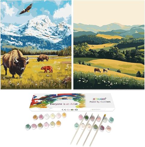 Jethami 6 Pack Paint by Numbers Kit for Adults Beginner, Easy Triptych Surfboard DIY Painting Canvas Art Kit for Home Wall Decor 8x12 in in Kuwait