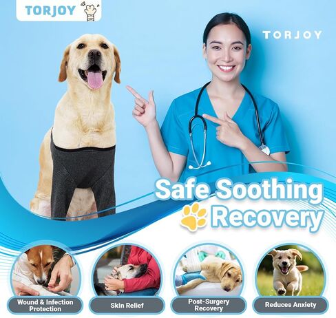 Dog Recovery Sleeves for Front Legs, Double-Leg Cone Collar Alternative, Waterproof and Washable, Abrasion Resistant, Prevents Licking, Scratching and Biting（Heather Gray,XL） in Kuwait