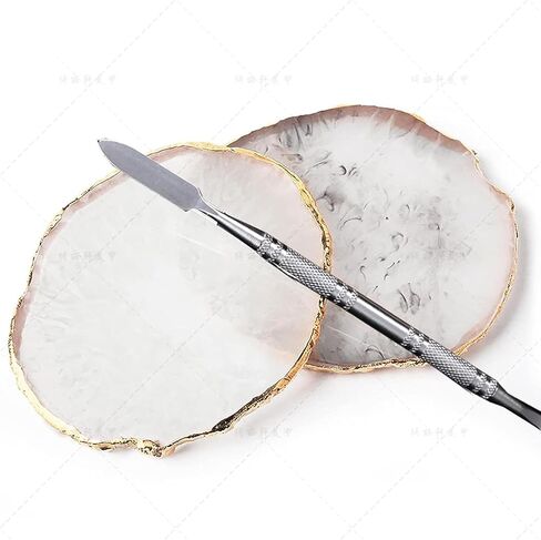 2 Pcs Resin Nail Palette Nail Polish Palette Nail Art Palette with Stainless Stirring Rod (Gray and White) in Saudi Arabia