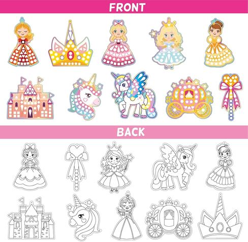EZKITS4KIDZ DIY Mirror Mosaic Princess & Unicorn Kids Art Craft Kit/DIY Foil Stickers for Kids/Perfect Art Crafty Gifts for Girls Ages 3/4/5/6 Year Old/Creative Easter Gifts for Little Girls in Saudi Arabia