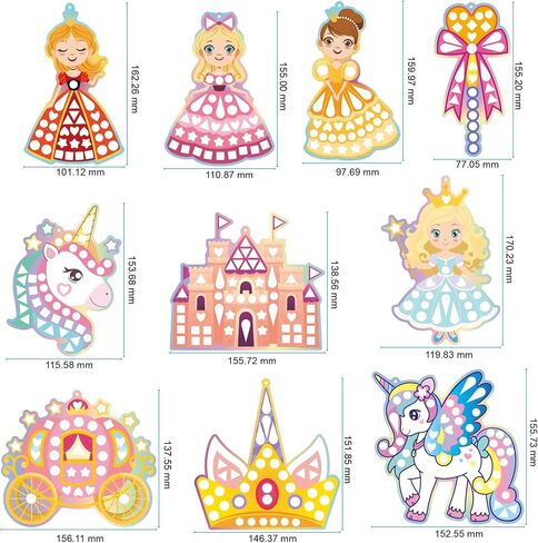 EZKITS4KIDZ DIY Mirror Mosaic Princess & Unicorn Kids Art Craft Kit/DIY Foil Stickers for Kids/Perfect Art Crafty Gifts for Girls Ages 3/4/5/6 Year Old/Creative Easter Gifts for Little Girls in Saudi Arabia