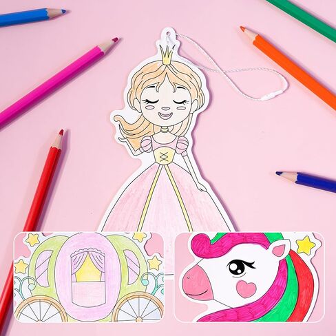 EZKITS4KIDZ DIY Mirror Mosaic Princess & Unicorn Kids Art Craft Kit/DIY Foil Stickers for Kids/Perfect Art Crafty Gifts for Girls Ages 3/4/5/6 Year Old/Creative Easter Gifts for Little Girls in Saudi Arabia