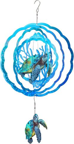 Sea Turtle Wind Spinners Outdoor Clearance - 12 Inches Hanging Stainless Steel Wind Sculpture Patio Lawn Yard Balcony Art Outside Aesthetic Decorations Cute Animal Wind Chime Creative in Saudi Arabia