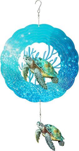Sea Turtle Wind Spinners Outdoor Clearance - 12 Inches Hanging Stainless Steel Wind Sculpture Patio Lawn Yard Balcony Art Outside Aesthetic Decorations Cute Animal Wind Chime Creative in Saudi Arabia