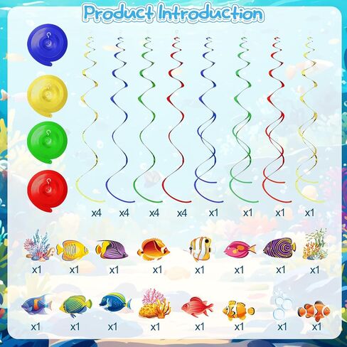 36Pcs Sea Animals Tropical Fish Hanging Swirl Under The Sea Party Birthday Decor Ocean Themed Party Swirls Streamers Supplies for Boys Girls Kids Mermaid Creatures Baby Shower Decorations in Saudi Arabia
