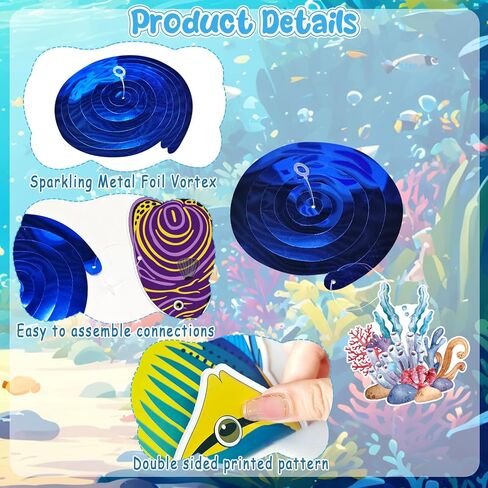 36Pcs Sea Animals Tropical Fish Hanging Swirl Under The Sea Party Birthday Decor Ocean Themed Party Swirls Streamers Supplies for Boys Girls Kids Mermaid Creatures Baby Shower Decorations in Saudi Arabia