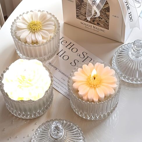 Daisy Flower Silicone Mold, 2 PCS White Chrysanthemum Fondant Cake Molds Blooming 3D Flower Fondant Chocolate Candle Decoration Mold for DIY Soap Candle Beeswax Resin Craft (1 Daisy 1 Peony) in Saudi Arabia