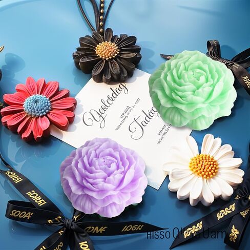 Daisy Flower Silicone Mold, 2 PCS White Chrysanthemum Fondant Cake Molds Blooming 3D Flower Fondant Chocolate Candle Decoration Mold for DIY Soap Candle Beeswax Resin Craft (1 Daisy 1 Peony) in Saudi Arabia
