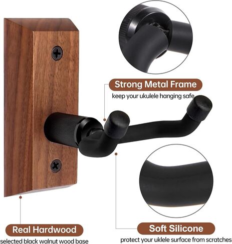Ukulele Wall Mount Hanger, Black Walnut Hardwood Upgrade Ukulele Hanger Holder For Concert Pineapple Soprano Tenor Baritone Mandolin and Banjo, Ukulele Wall Hook For Home, Studio, Concert -Brown in Saudi Arabia