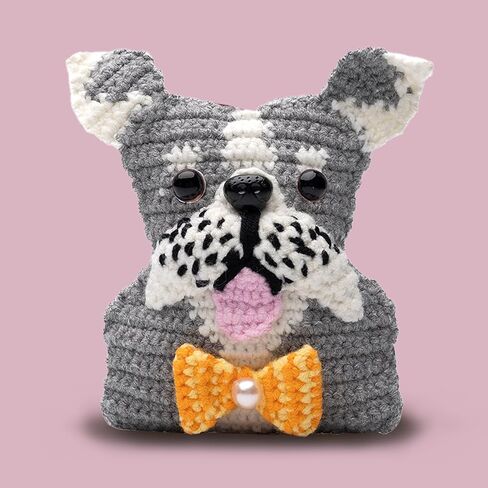 LilyCleo Lucky Dog Crochet Beginner Kit Crochet Kit for Beginners - with Step-by-Step Video Tutorials - Easy Knitting Soft Yarn, Hook Included - Holiday Birthday Gift for Kids, Adults or Dog in Saudi Arabia