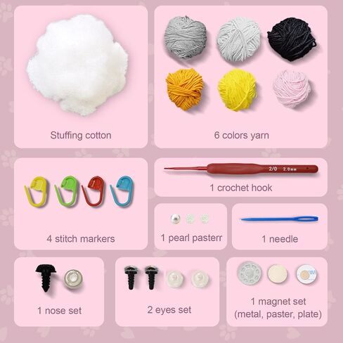 LilyCleo Lucky Dog Crochet Beginner Kit Crochet Kit for Beginners - with Step-by-Step Video Tutorials - Easy Knitting Soft Yarn, Hook Included - Holiday Birthday Gift for Kids, Adults or Dog in Saudi Arabia