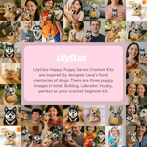 LilyCleo Lucky Dog Crochet Beginner Kit Crochet Kit for Beginners - with Step-by-Step Video Tutorials - Easy Knitting Soft Yarn, Hook Included - Holiday Birthday Gift for Kids, Adults or Dog in Saudi Arabia