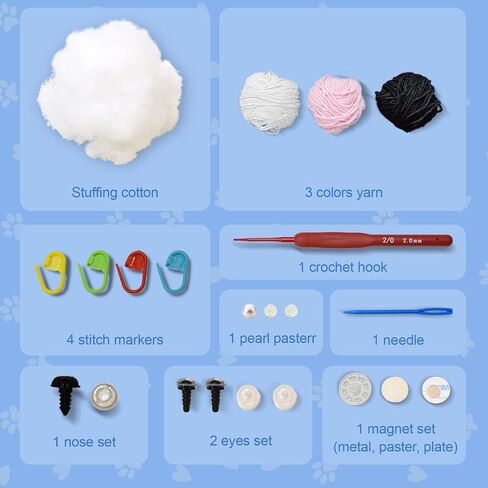 مجموعة أدوات الكروشيه للمبتدئين من LilyCleo Lucky Dog Crochet للمبتدئين - مع دروس فيديو خطوة بخطوة - خيوط ناعمة سهلة الحياكة، وخطاف متضمن - هدية عيد ميلاد للأطفال والبالغين والكلاب in Saudi Arabia