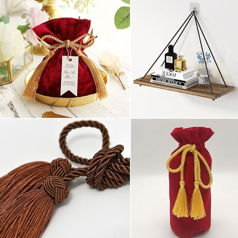 2 Rolls 3mm Gold Twine Cord Rope Braided Polyester Trim Xmas Thread String Twist Shiny Yellow Satin Twine Nylon Decorative Twined Cord for Sewing Making Crafts Supplies Home Decorations in Kuwait