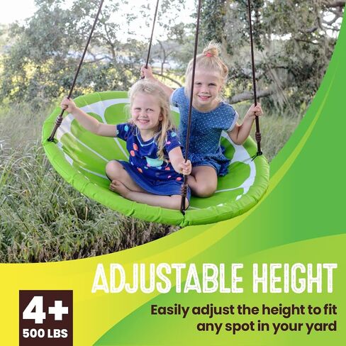 Swurfer Slice - Giant 40" Round Colorful Saucer Tree Swing with Soft Padded Edge, Weather Resistant Quick Drying Fabric, Tool Free Assembly, Holds 500lbs and Up to 4 Kids in Kuwait