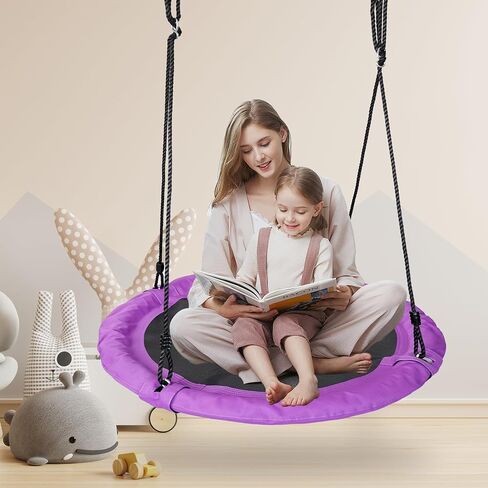 Saucer Swing - مقعد الأرجوحة من الأشجار 40 'مع نسيج مقاوم للماء 900D Oxford للأطفال والكبار | 700 رطل القدرة على الوزن | الأشرطة القابلة للتعديل و 2 carabiners للمتعة الداخلية والخارجية (ليلة النجوم) in Kuwait