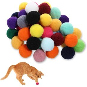 50pcs 1 بوصة كرات القطط كرات هريرة القطة بوم بوم كرات ناعمة قطة نفخة الكرة ألعاب rolling التفاعلية لعبة القط كرات الكرات غامض للقطط زخارف الحرف الإبداعية ملونة