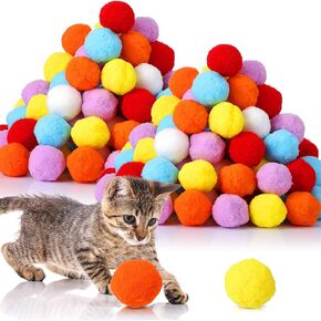 500 PCS 1.8 "/4cm Cat Toy Balls Balls Collful Colorful Puff Balls Pompon Toys Indoor Cats Interactive Pet Petricising Ecressorted 6 Colors
