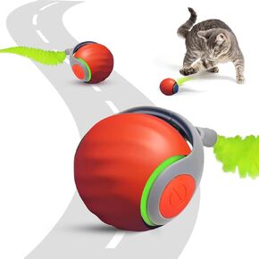 2pcs Telective Cat Toy 2.0 ، لعبة كرة القط المتحرك الأوتوماتيكية للقطط الداخلية ، كرة أليف كهربائية مع ذيل ، تعديل اثنين من السرعة ، كرات لعب الحيوانات الأليفة (Blue+Orange)