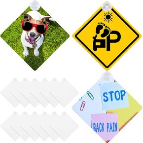 15 Pack Sublimation Blanks Cup Car Window Sign with Suction, 5.5" x 5.5" Aluminum Signs DIY Heat Thermal Transfer Picture and Custom Design Work Removable Car Safety Warning Signs