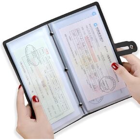 Leather Receipt Organizer,Coupon Organizer with 20 Pockets, Multi-Purpose Receipt Holder with Credit Card Holder, Wallet Style Coupon Holder Prevent Loss or Damage of Receipts and Coupons (Brown)